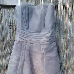 David's Bridal Strapless Gray Dress